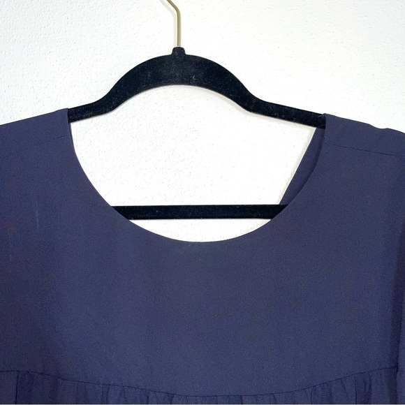 Ann Taylor Navy Blue Flare Sleeve Tie Back Blouse Medium Women’s - Picture 2 of 11